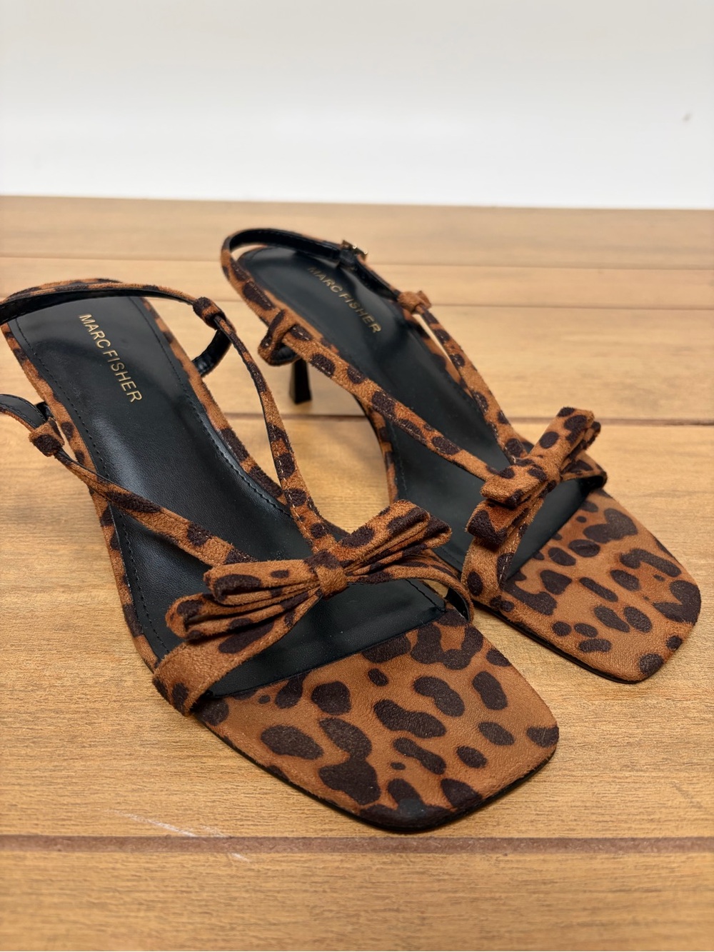 Marc Fisher, Danzy Leopard Print Slingback Kitten Heel Sandals Size 9.5